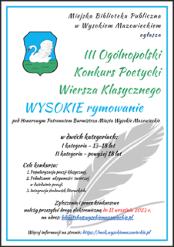 III Og&oacute;lnopolski Konkurs Poetycki Wiersza Klasycznego WYSOKIE rymowanie