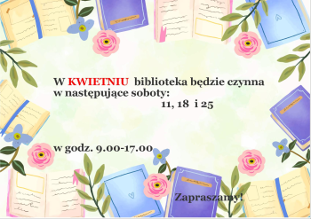 Biblioteka otwarta w soboty - kwiecień 2026