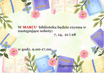 Biblioteka otwarta w soboty - marzec 2026