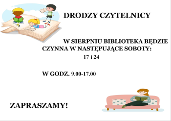 Biblioteka otwarta w soboty- sierpień