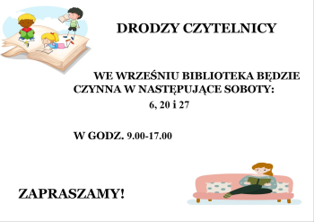 Biblioteka otwarta w soboty - WRZESIEŃ