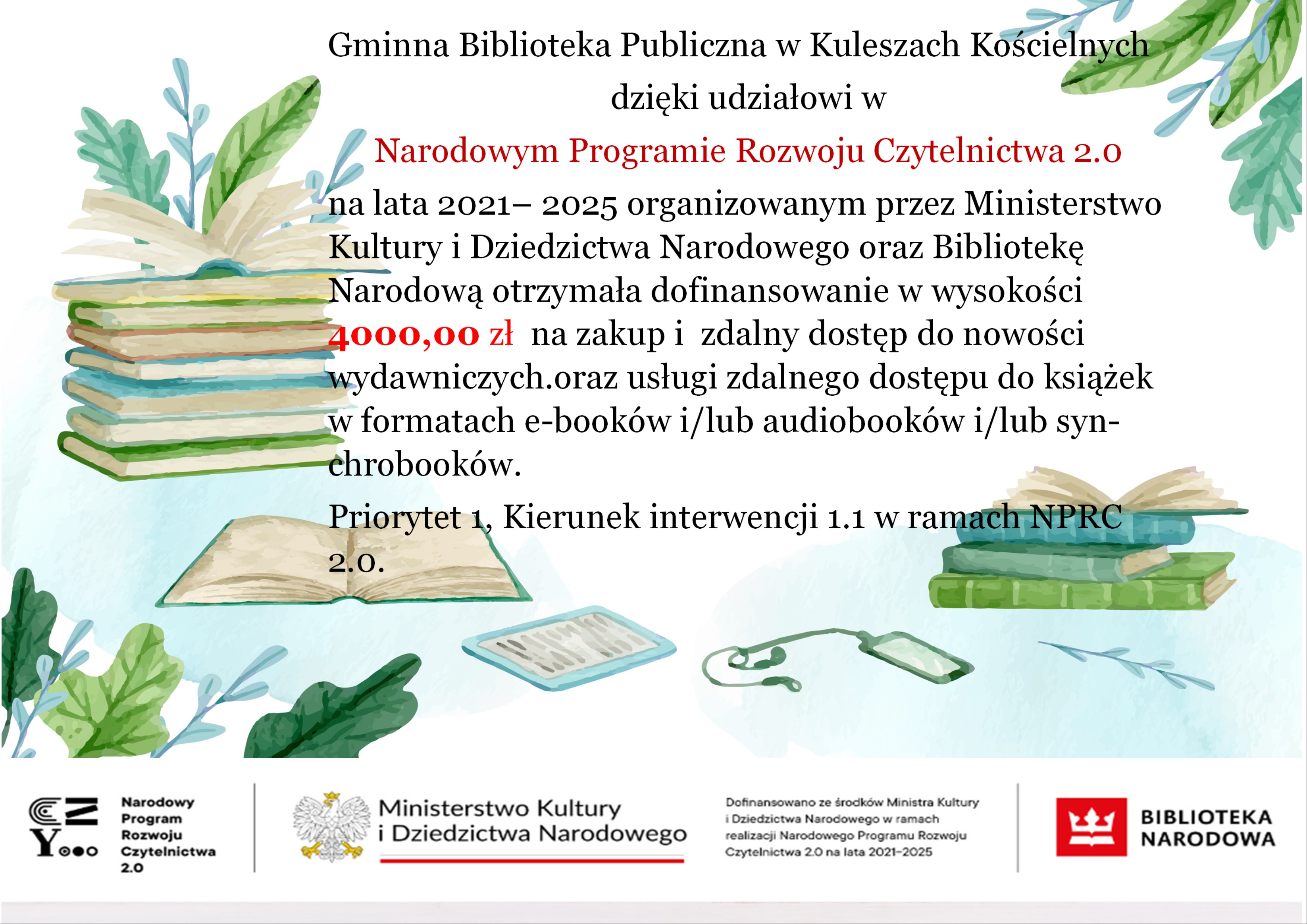 Dotacja na nowe książki w 2025 roku - 4000,00 zł