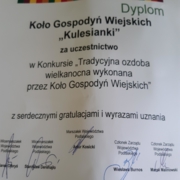 Dyplom za udział dla KGW,,Kulesianki